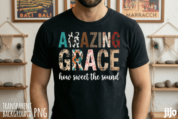 Amazing Grace Christian Hymn PNG for T-Shirt Designs