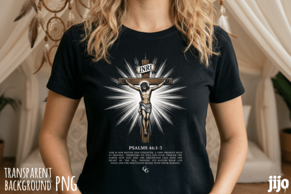 Christian Jesus Cross Psalms PNG for T-Shirt Designs