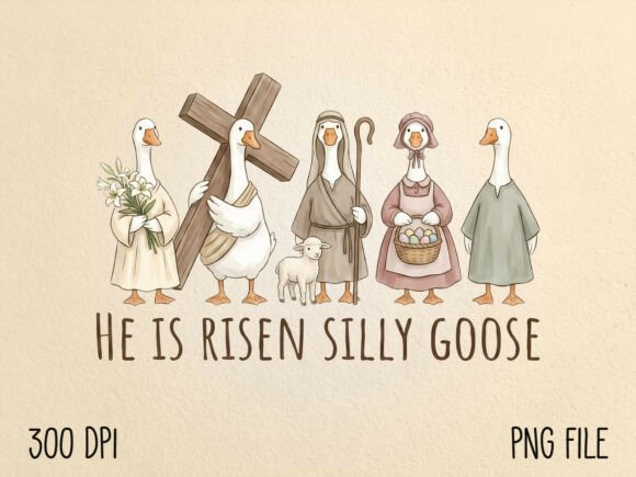 He is Risen Silly Goose Christian Easter T-Shirt Designs