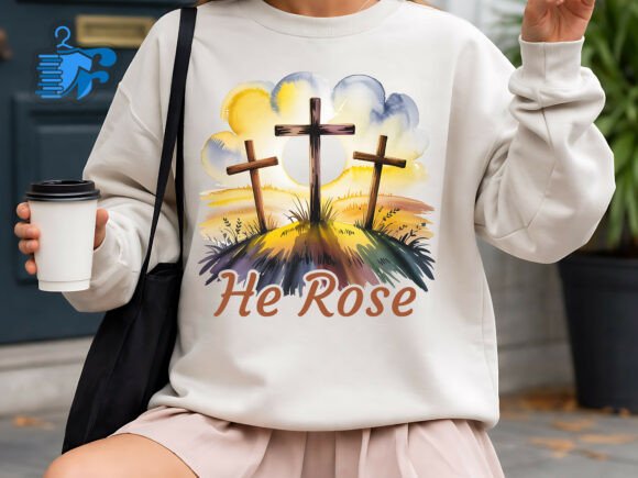 He Rose Christian Easter Cross Design