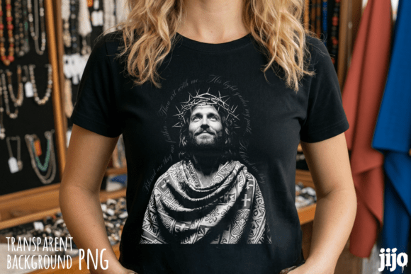 Jesus Christian Blessed Light PNG for T-Shirt Designs