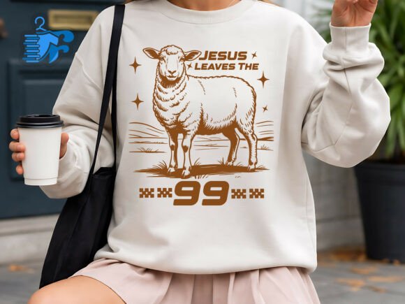 Jesus Leaves the 99 Christian Sheep Art T-Shirt Designs