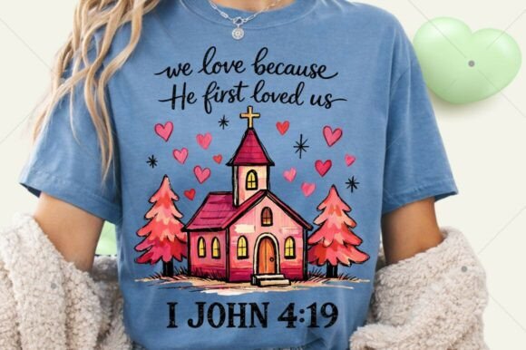 Jesus Love Church PNG, Christian Valentin T-Shirt Designs