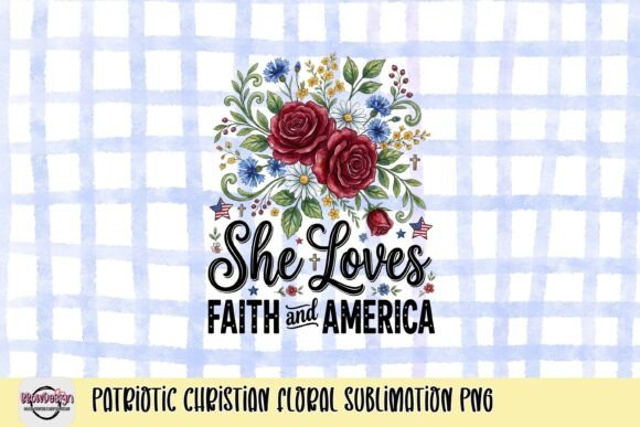 Patriotic Christian Floral Sublimation PNG for T-Shirt Designs