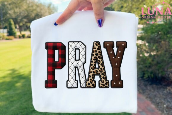 PRAY PNG Crochet Christian Checkered PNG for T-Shirt Designs