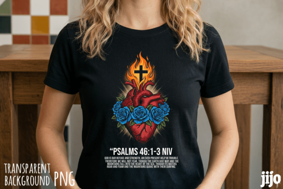 Psalms Christian Heart Roses PNG T-Shirt Designs