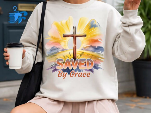 Saved by Grace Christian Cross Easter T-Shirt Designs